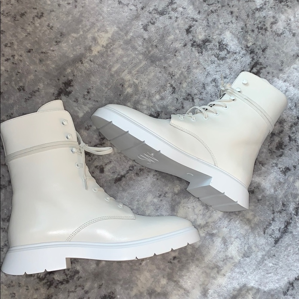 McKenzie white leather combat boot